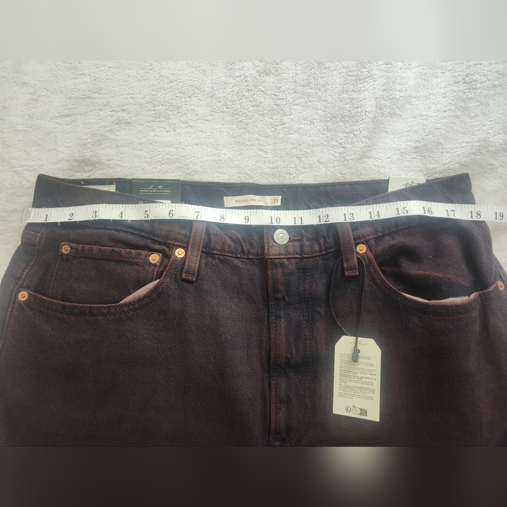 LEVI'S RIBCAGE WIDE LEG WOMEN'S JEANS cherry cordial- red sz 32, 31, 30 nwt - Picture 11 of 13